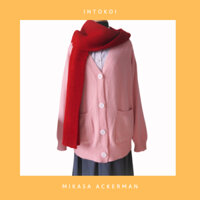 Set Áo len cardigan, chân váy, khăn quàng cổ Attack on titan Mikasa Ackerman cosplay (có bán lẻ)