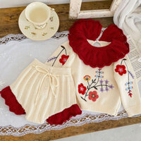 SÉT ÁO LEN CHÂN VÁY CHO BÉ GÁI CHẤT LEN DÀY DẶN