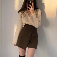 Set áo len chân váy xẻ tà ảnh thật cuối