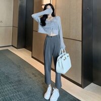 SET ÁO LEN CROPTOP VÀ QUẦN ỐNG RỘNG