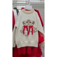 Sét áo len gấu đính kèm chân váy cho bé gái (10-25 kg)