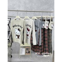 Set Áo Len In Hình Hello Kitty Kèm Quần Suông Kẻ HH • Melanie Boutique