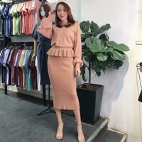 Set áo len kèm chân váy