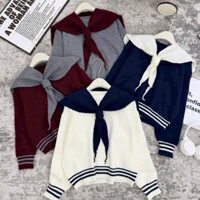 Set áo len kèm khăn thuỷ thủ hàng len dày đẹp Qc