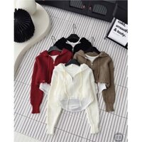 Set áo len khoá kéo có mũ