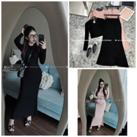 Sét áo len lông thỏ cổ tròn + chân váy đuôi cá