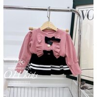 Sét áo len nhung tay bồng điệu đà phối chân váy thủy thủ xinh yêu cho bé