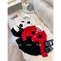 Set áo len phối chân váy cho bé gái