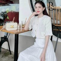 SET ÁO LINEN KÈM CHÂN VÁY MIDI VOAN XẾP LY B544 - BELL22 STORE