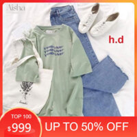 Sét áo LOESRmix quần ống rộng rua gấu , Áo thun nam nữ, quần kaki, quần nữ, sét bộ mặc ở nhà - Aisha