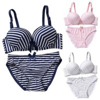 Set áo lót nâng ngực 2 dây điều chỉnh & quần lót vải mỏng ko đường may