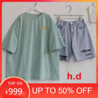 Sét áo lục giác Kèm quần bò rách HĐ12 , áo thun nam nữ, quần khaki, quần nữ, sét bộ mặc ở nhà, áo thun tay dài Zelda DVG