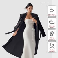 Set áo măng tô nữ dáng dài Carmy kết hợp cùng đầm cúp ngực Glamour thiết kế cao cấp WHITE CHIC
