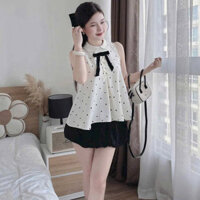 Set Áo Mango Xòe Phối Chân Váy Bí 2 Lớp Có Lót Quần Bt112us