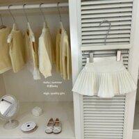 sét Áo màu vàng mix với chân váy xòe màu trắng