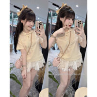 Sét áo miu cổ sen mix chân váy bèo tầng