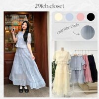 Set Áo Ngắn Tay Kèm Chân Váy Tầng Dáng Dài Xòe Nhẹ Nhàng Chất Tơ Sần - 29feb.closet - S166