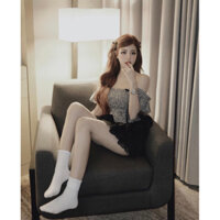 Set áo nhún cánh tiên 2 nơ kèm chân váy tầng lụa bèo siêu xinh