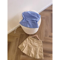 SET ÁO ỐNG CUP SỌC XANH * CHÂN VÁY XẾP LI NÂU