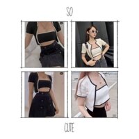 set áo ống kèm khoác croptop