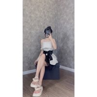SET ÁO ỐNG NƠ ĐEN CUP NGỰC + CHÂN VÁY ĐEN XÒE