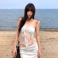 SET Áo Ống Ren Kèm Chân Váy Dài PINKSTORE29 Phong Cách Mùa Hè Đi Biển S077