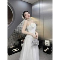 Set Áo Ống Thun Ren Ôm và Chân Váy Voan Xếp Ly - Hàng thiết kế chuẩn mẫu.