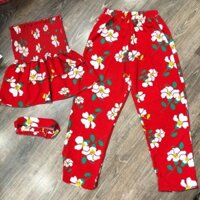 Set áo ống và quần lửng ống suông kèm băng đô