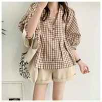 SET Áo Peplum Caro + Quần Short Nude