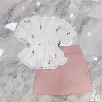 Set áo peplum chân váy chữ A