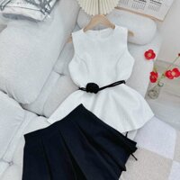 set áo peplum + chân váy xoè