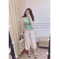 Sét áo peplum cột dây quần ống rộ g