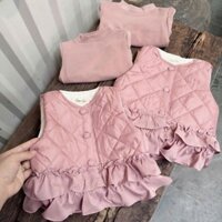 Set áo phao hồng kèm áo giữ nhiệt bé gái diện mùa đông