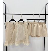 Set áo phối ren quần short