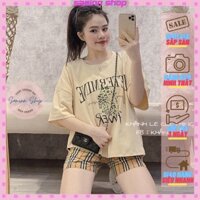 Set áo phông báo mix quần sooc caro SAMINN, set đồ nữ cá tính đi chơi sang chảnh, bộ đồ nữ mùa hè mặc nhà đẹp rẻ SS83