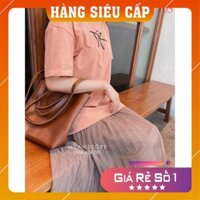 Sét áo phông dior mix chân váy voan dập ly 2 lớp [Mã SP313]