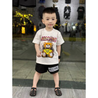 Set áo phông quần short moschino bóng đêm cho bé, bộ áo phông quần đùi bé trai unisex,SAM KIDS