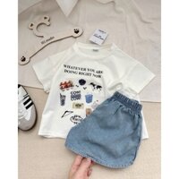 SÉT ÁO PHÔNG TRẮNG HQ QUẦN SHORT JEAN CHO BÉ