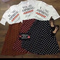 Sét áo phông.chân váy dài chấm bi