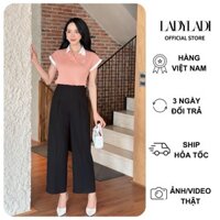 Set áo polo hồng pastel sáng da phối quần ông suông hack dáng, che khuyết điểm chân to PL04-H,Q023