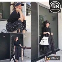 Sét áo + quần chấm bi ống buộc nơ