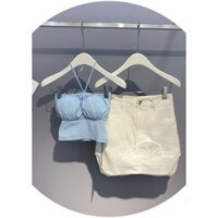 SET ÁO QUÂY - CHÂN VÁY MINI JUYP khuy Trái tim