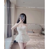 set áo quây chân váy ren trắng