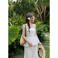 Set áo quây thô bồng quần xuông hack dáng chất co dãn(ảnh thật trải sàn)