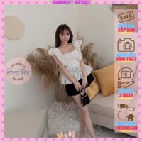 Set áo ren cánh tiên mix quần sooc SAMINN, set đồ nữ cá tính đi chơi sang chảnh, bộ đồ nữ mùa hè mặc nhà đẹp SS7