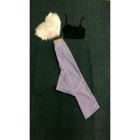 set áo ren croptop quần dài tím loe