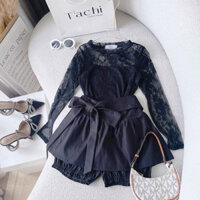 💋Set áo ren đen tay dài