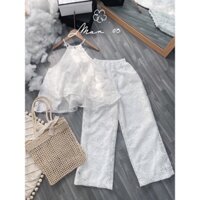 SÉT ÁO REN HOA CỔ YẾM