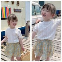 Set áo ren lưới chân váy hoa cho bé gái (N703)