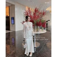 Set Áo Ren Lưới Đện Vai Kèm Chân Váy Lụa MIN • Melanie Boutique